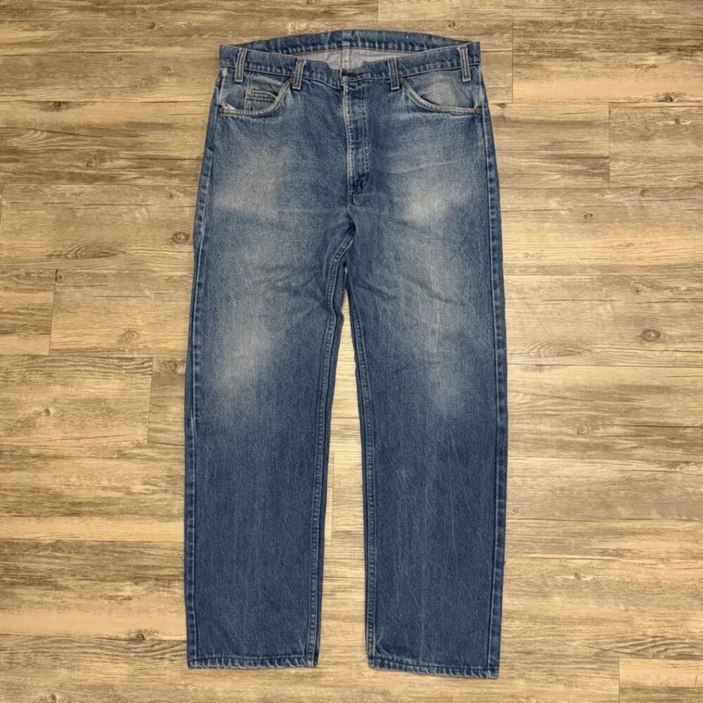 Vintage 1980s Levi's Orange Tab 505 USA Made Zipper Fly Denim Jeans Size 36X30